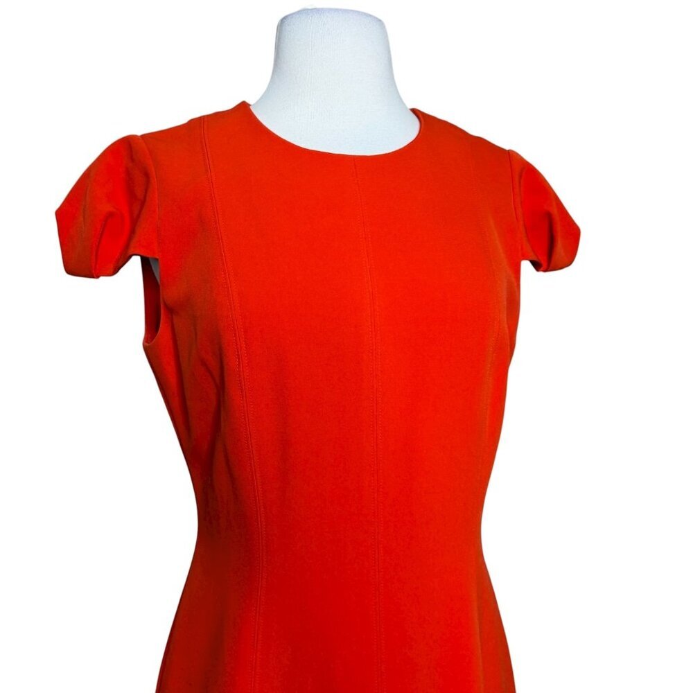 Antonio Melani Sheath Dress Solid Orange Cap Sleeve Size 6 - Picture 6 of 9